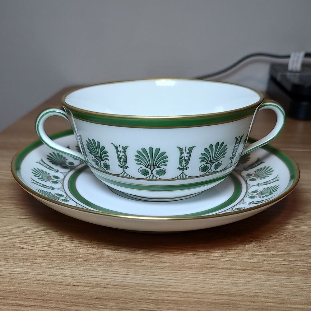 Richard Ginori Green Pattern Fine China Cup And Saucer - Picture 6 of 7